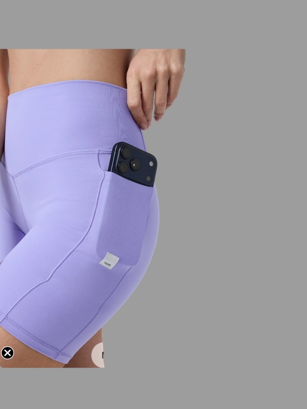 Vuori Lilac High-Waist Bike Shorts with Side Phone Pocket